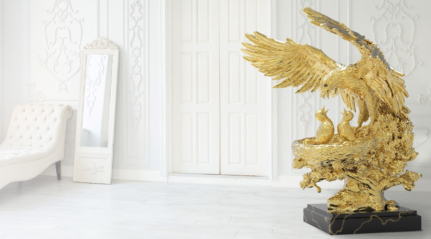 ANATOLIOS - Golden sculpture ‘Eagle Nest’ from Natalis - Emozioni d'Arte