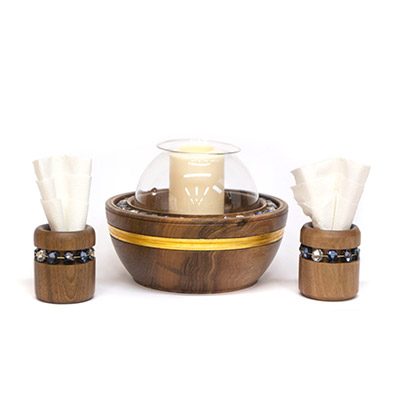 Luxury candle holder and set of napkin holders BILLUR & AJMIA | Natalis - Emozioni d'Arte